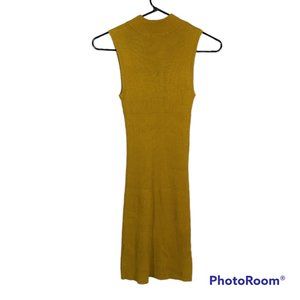 Sleeveless Bodycon Knit Mustard Yellow Dress
